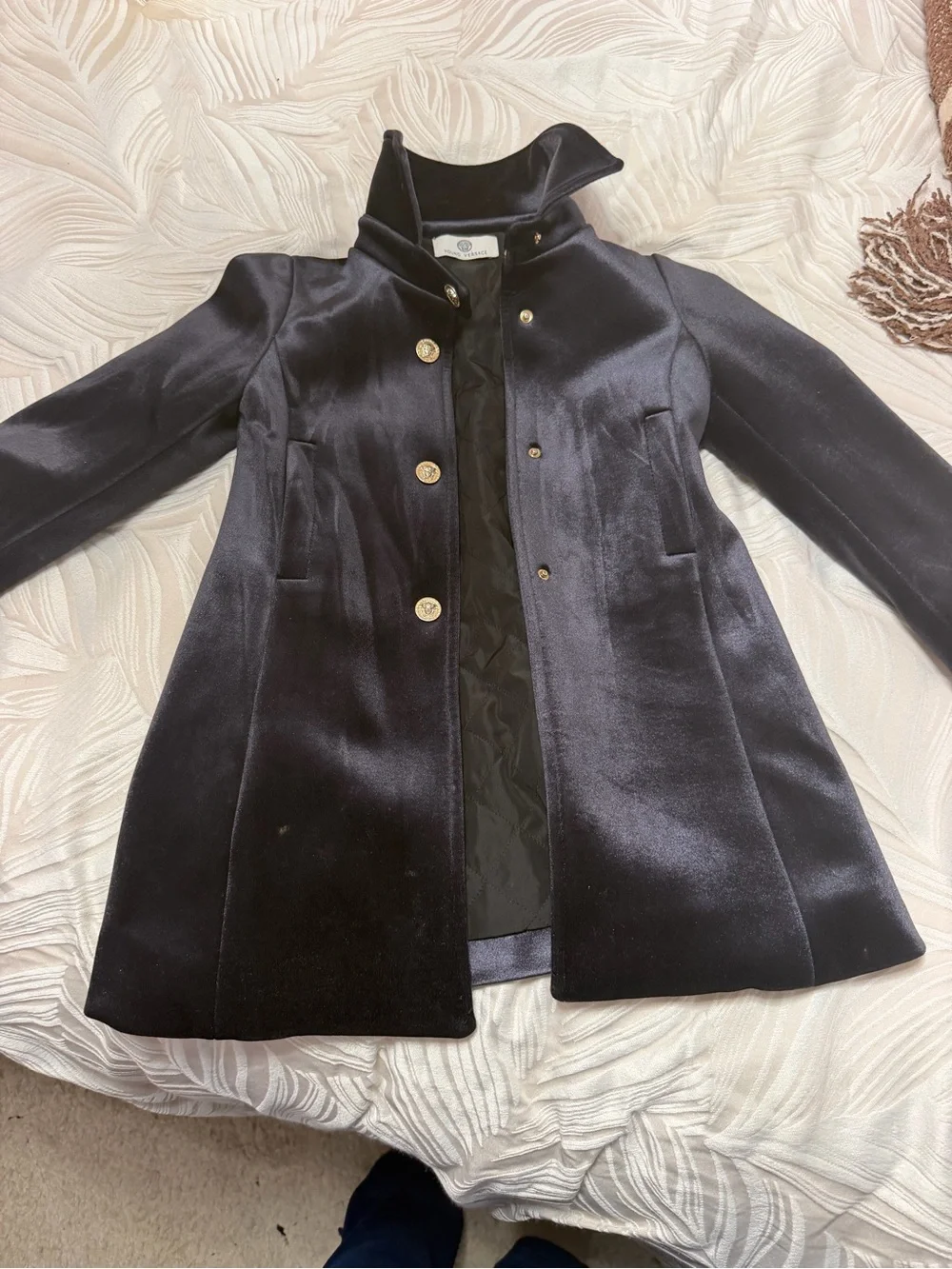 Versace Black Velvet Jacket with Gold Medusa Buttons